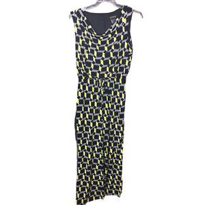 Enfocus Womens Jumpsuit Playsuit M Black Yellow Geometric Sleeveless Zipper